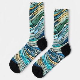 Calcetines Sea of Waves Teal Mosaic Fine Art