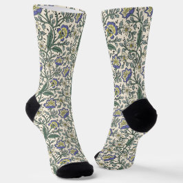 Calcetines Seamless blue, yellow, and white floral pattern 
