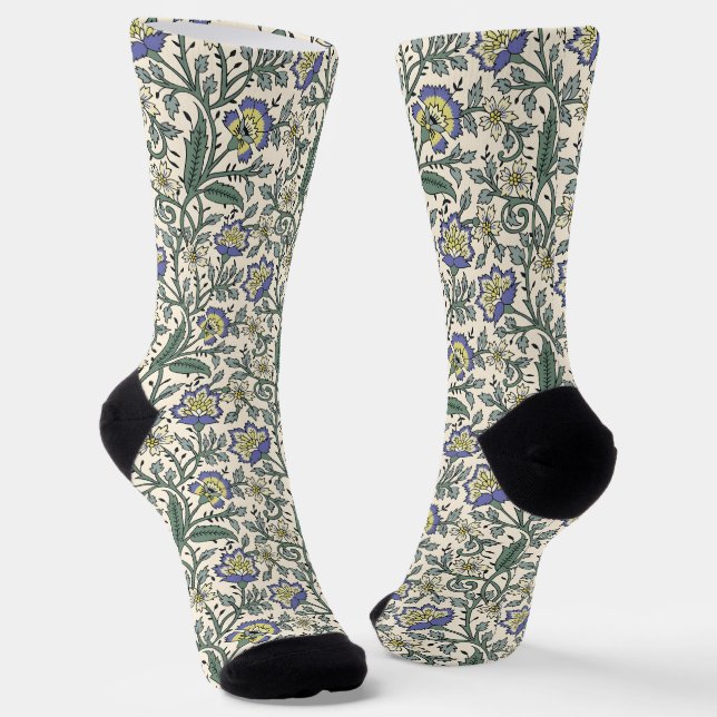 Calcetines Seamless blue, yellow, and white floral pattern  (Angular)