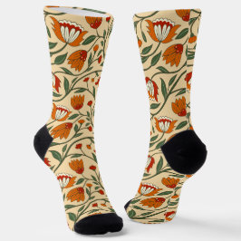 Calcetines Seamless floral pattern in beige background