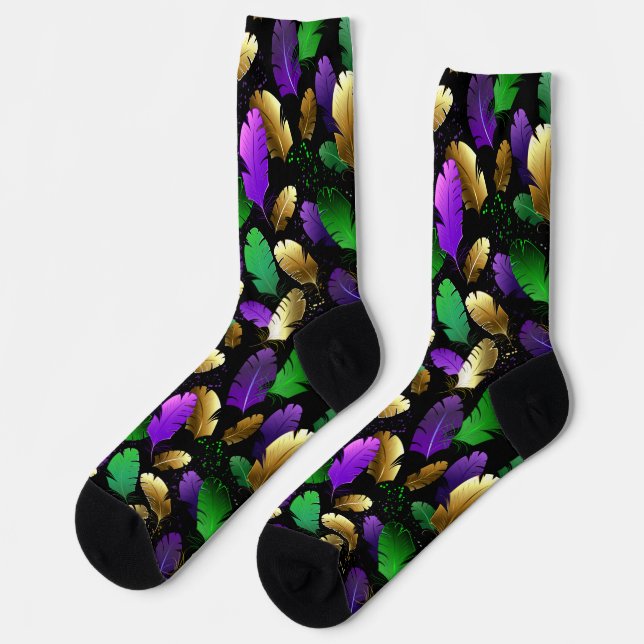 Calcetines Seamless Pattern with Mardi Gras feathers (Izquierda)