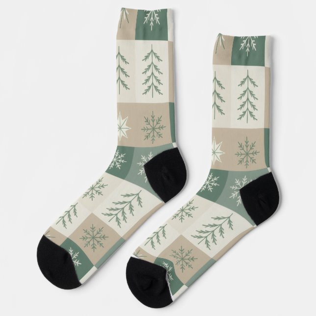 Calcetines Seamless Scandinavian Christmas tree pattern (Izquierda)