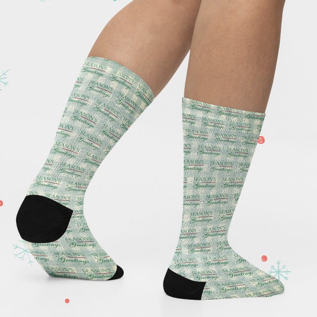 Calcetines Season's Greetings Gingham Christmas (Subido por el creador)