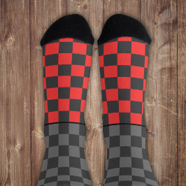 Calcetines Secretamente salvaje raya gris rojo en gris