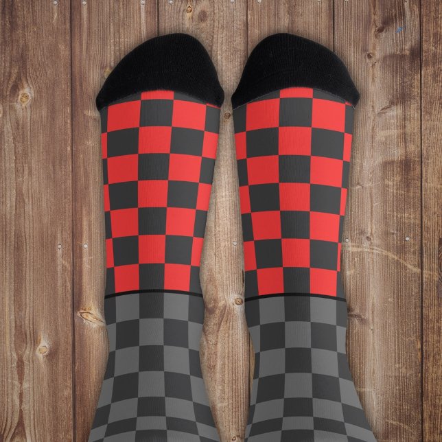 Calcetines Secretamente salvaje raya gris rojo en gris (Subido por el creador)