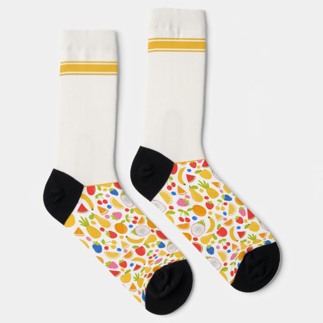 Calcetines Secretly Wild Summer fruits pattern with white (Derecha)