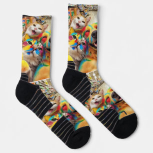 Calcetines Selfie de animal de arcoíris en tienda de comestib
