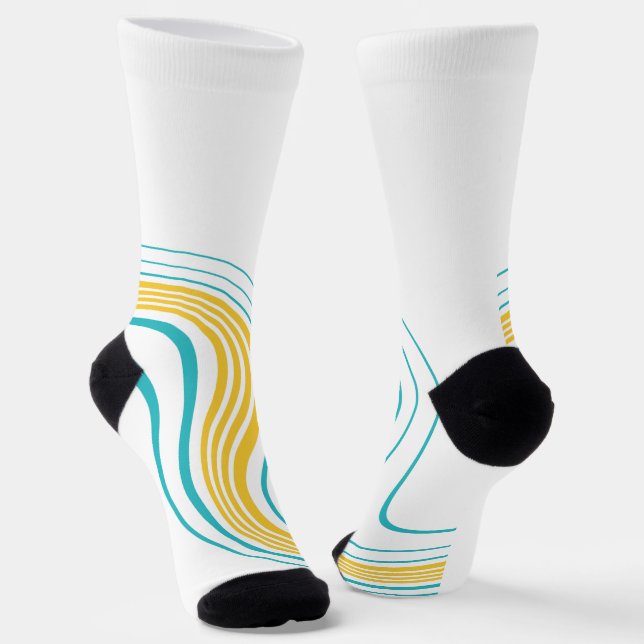 Calcetines Sencillo Swirl - Turquesa y Amarillo (Angular)