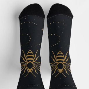 Calcetines Sendero de Abeja Celestial – Diseño Elegante de Or