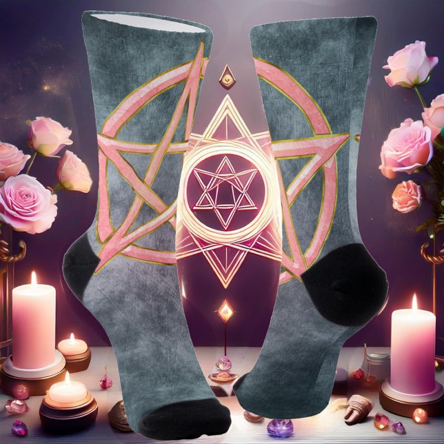 Calcetines Serene Magick: Rosa Quartz Pentagram (Subido por el creador)