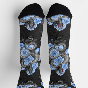 Calcetines Serpientes y rosas azules