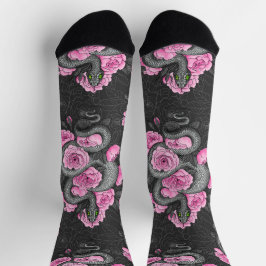 Calcetines Serpientes y rosas rosadas