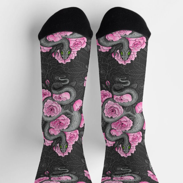 Calcetines Serpientes y rosas rosadas (Arriba)