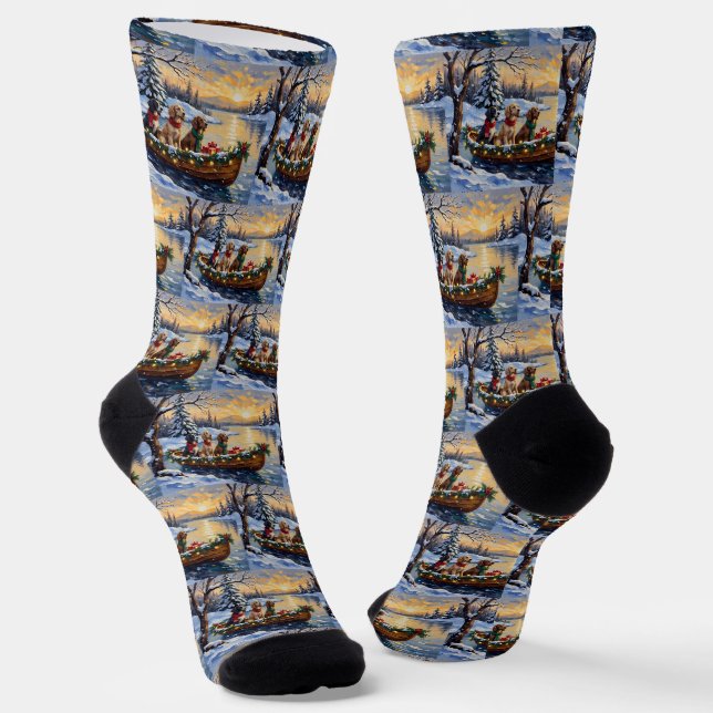 Calcetines Setter Inglés Navidad Barco Fiesta (Angular)