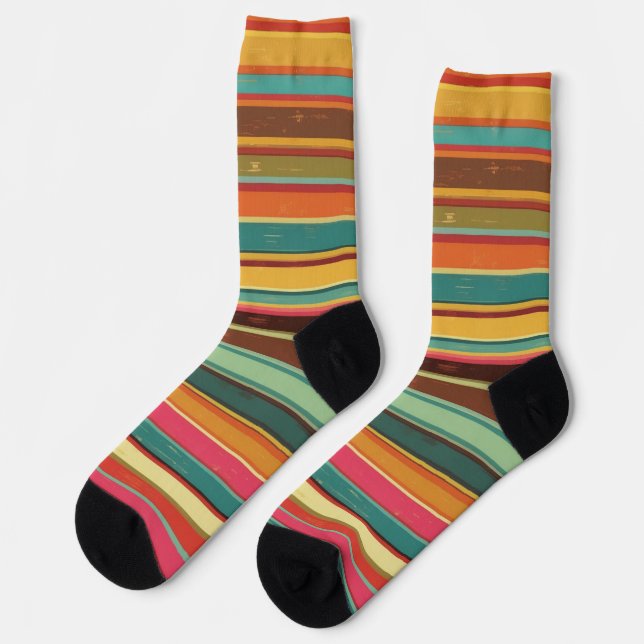 Calcetines Seventies Stripes Retro pattern (Izquierda)