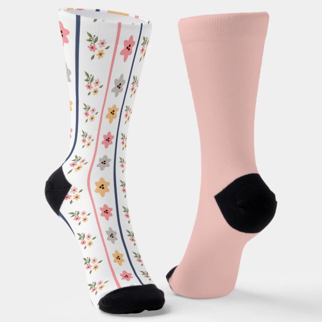 Calcetines Shabby Chic Pastel Peach Floral Odd Fallo (Angular)