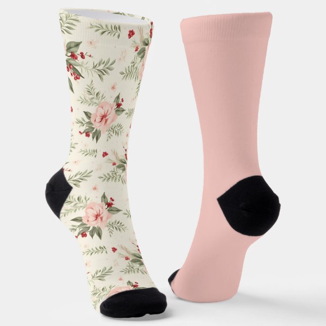 Calcetines Shabby Chic Pastel Peach Floral Odd Fallo (Angular)