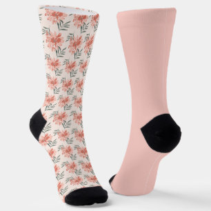 Calcetines Shabby Chic Pastel Peach Floral Odd Focos no coinc