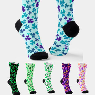 Calcetines Shamrock Clover Leaf Azul Moderno Elegante