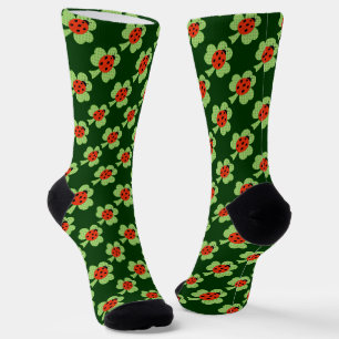 Calcetines Shamrock Ladybug Polka puntos patrón de St Patrick