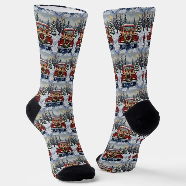 Calcetines Shar Pei Christmas Red Truck Holiday (Angular)