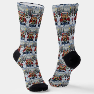 Calcetines Shar Pei Navidad Camión Rojo Fiesta