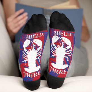 Calcetines Shello There Langosta Floral Azul y Rojo