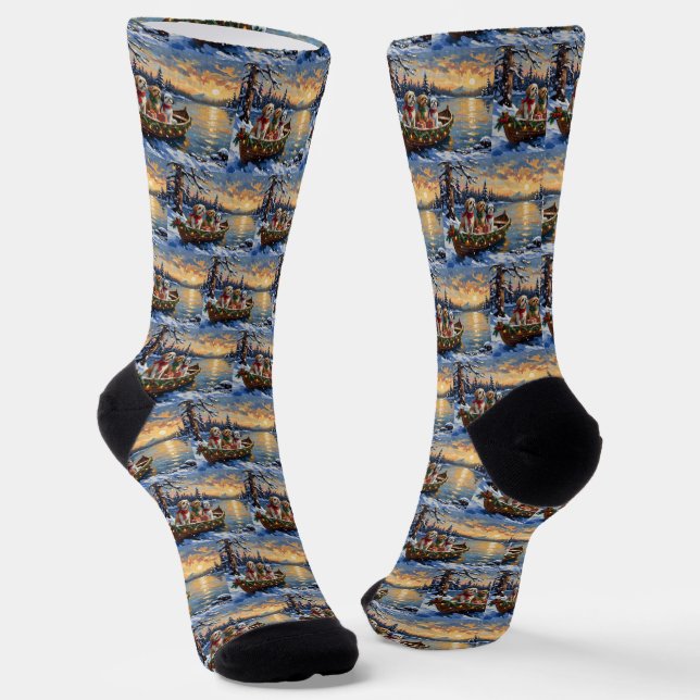 Calcetines Shih Tzu Christmas Boat Holiday (Angular)
