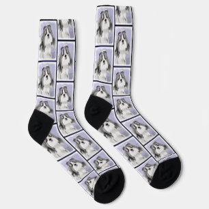 Calcetines Shih Tzu Pintando Arte Perro Original Blanco y Neg