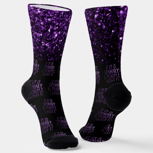 Calcetines Si es Sparkly Purple lo quiero Patrón negro (Angular)