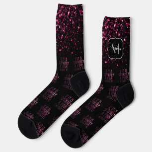 Calcetines Si es Sparkly y Pink lo quiero Monograma Negro