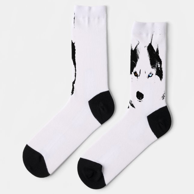 Calcetines Siberian Husky Socks Husky Eyes Socks Customize (Izquierda)