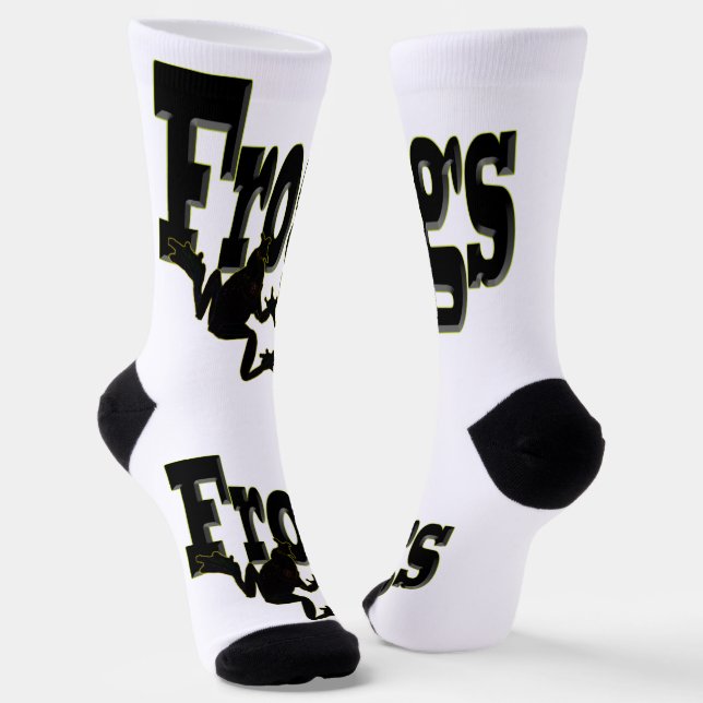 Calcetines Silhouette de una rana trepando a la palabra 'rana (Angular)