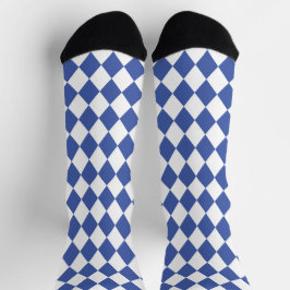 Calcetines Sillas de jockey Diamante Azul y Blanco Real