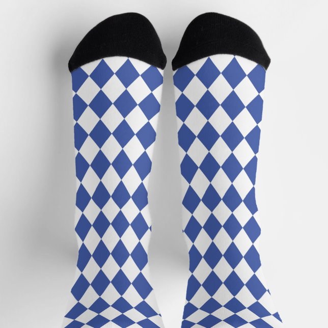 Calcetines Sillas de jockey Diamante Azul y Blanco Real (Arriba)