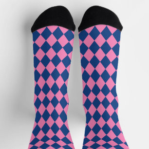Calcetines Sillas de jockey Diamante Azul y rosa francés