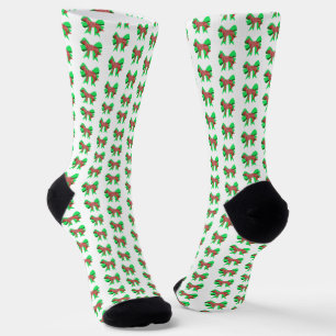 Calcetines Silueta de perro pastor alemán con lazo de Navidad