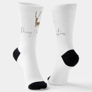 Calcetines Silueta de reno de arte lineal de SlipperyJoe mini