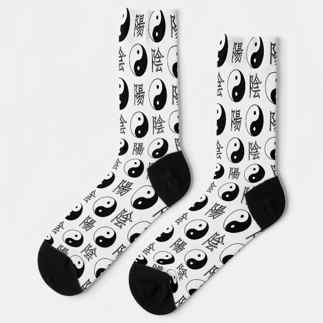Calcetines Símbolo blanco de Yinyang patrón chino (Izquierda)