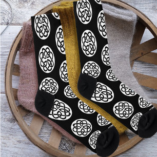 Calcetines Símbolo de círculo de nudo celta de blanco y negro