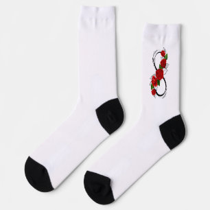 Calcetines Símbolo de infinito con rosas rojas