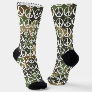 Calcetines Símbolo de PAZ - Camuflaje verde caqui hippie