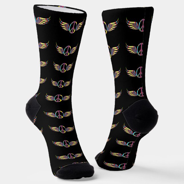 Calcetines Símbolo de Paz Hippie Alado Thunder_Cove (Angular)