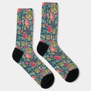 Calcetines Símbolo de paz Rótulos de pacifismo hipster