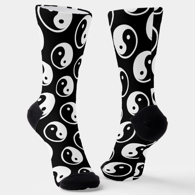 Calcetines Símbolo Yin Yang - diseño de tatuajes sólidos 2 (Angular)