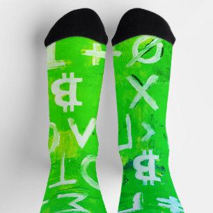 Calcetines Símbolos de Bitcoin (beneficio brillante verde - 1