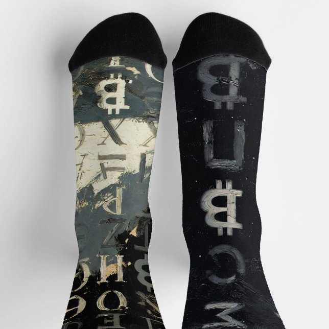 Calcetines Símbolos de Bitcoin (Estilo: E) (Arriba)