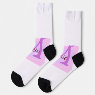 Calcetines simple minimal añadir nombre monograma rosa rojo