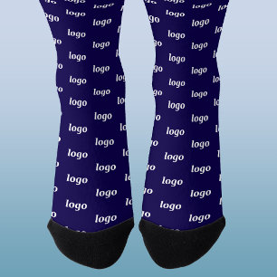 Calcetines Simple patrón de negocio de logotipo azul marino p
