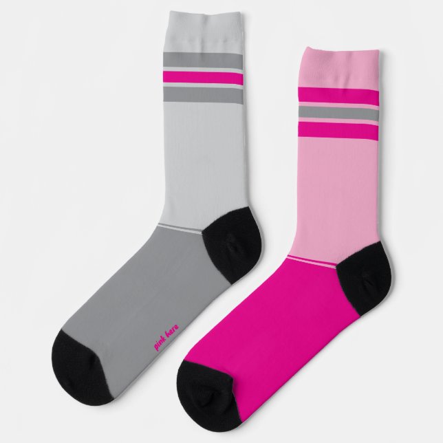 Calcetines Simple Pink and Grey, Gray and Pink Mismatching (Izquierda)